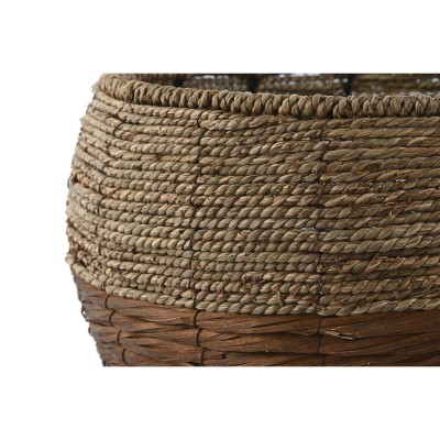 Set de pots de fleurs Home ESPRIT Naturel Métal Fibre Tropical 32 x 32 x 23 cm