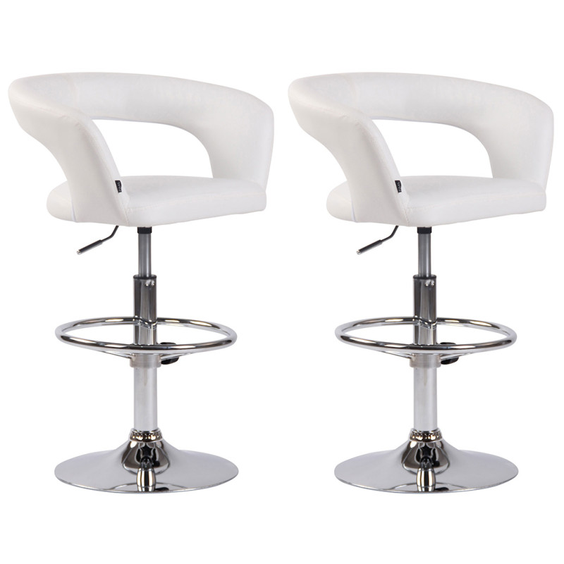 Lot de 2 tabourets de bar Jaen en simili cuir blanc