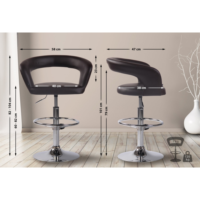 Lot de 2 tabourets de bar Jaen en simili cuir brun