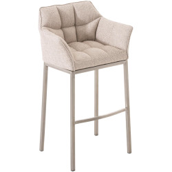 Tabouret de bar Damaso E en tissu avec structure à 4 pieds ivoire