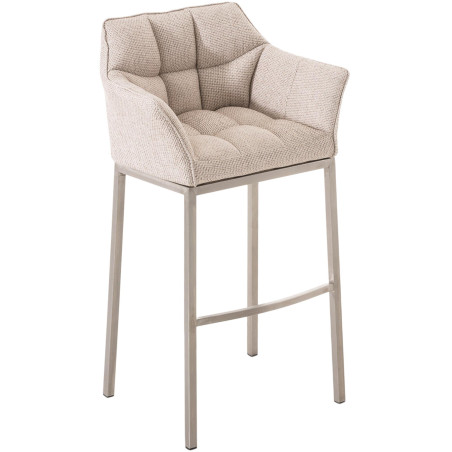 Tabouret de bar Damaso E en tissu avec structure à 4 pieds ivoire