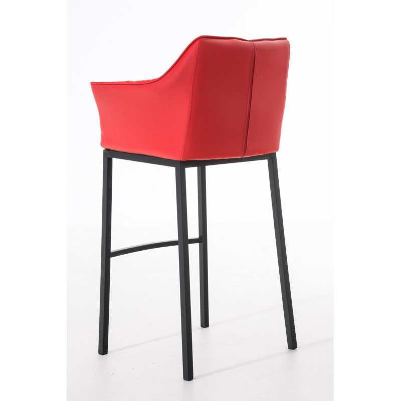 Tabouret de bar Damaso B avec piètement à 4 pieds rouge