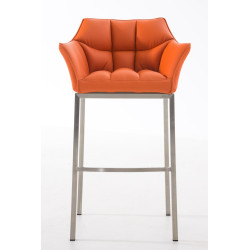 Tabouret de bar Damaso E avec piètement à 4 pieds orange