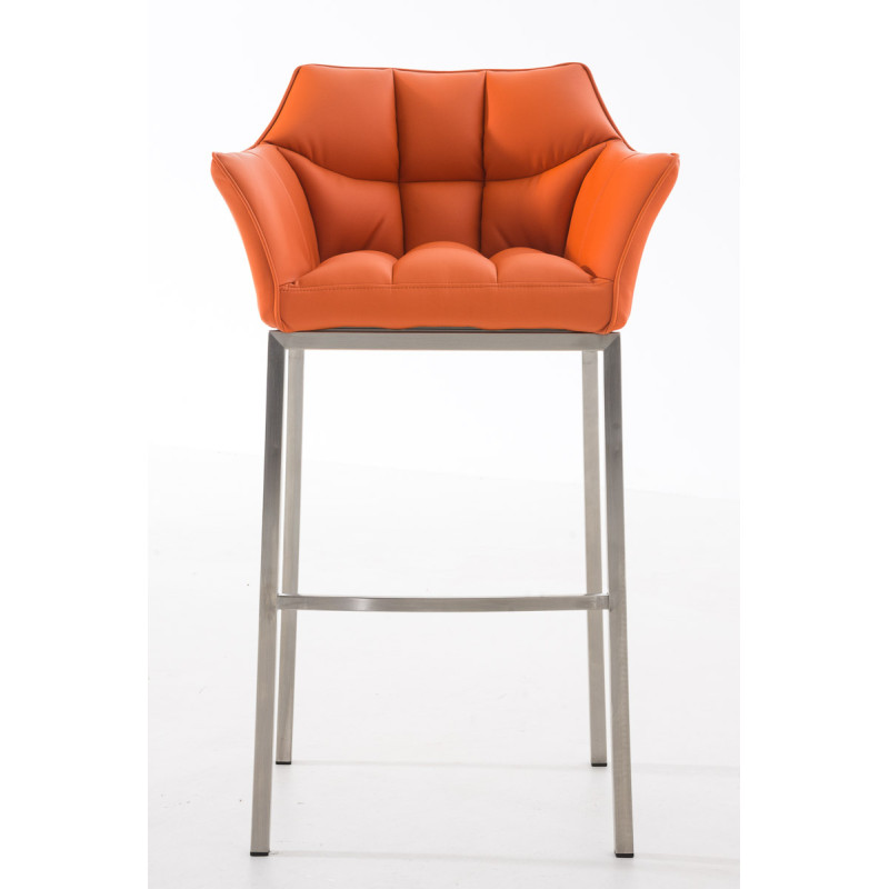 Tabouret de bar Damaso E avec piètement à 4 pieds orange