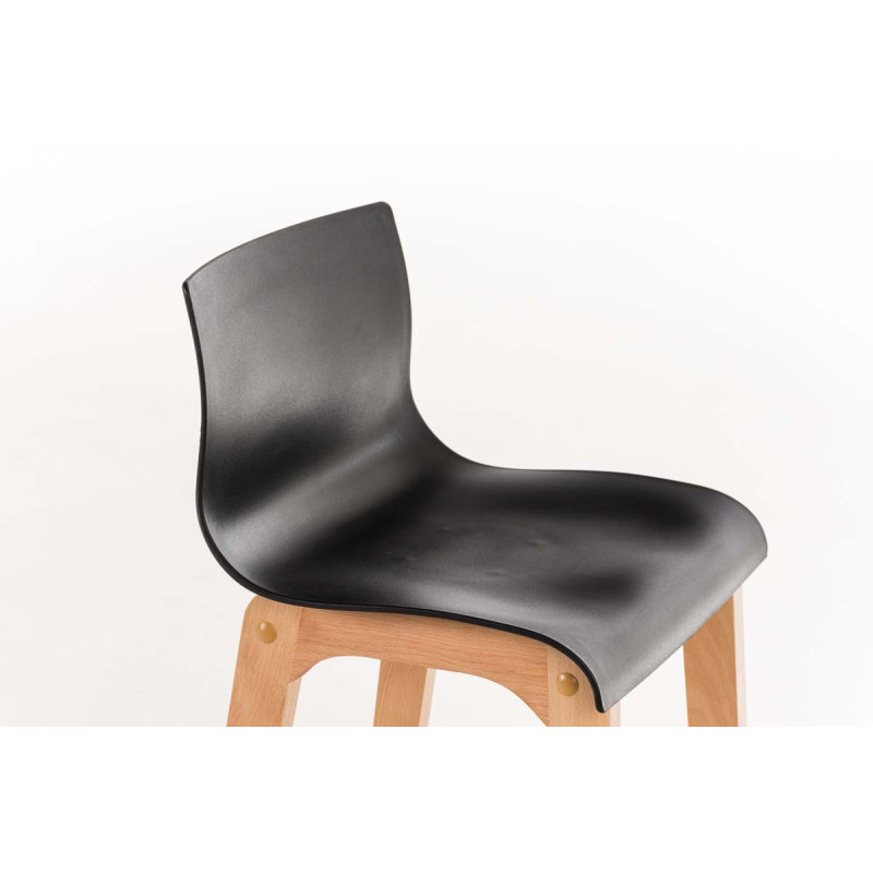 Tabouret de bar Hoover Natura structure 4 pieds noir