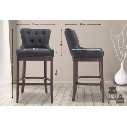 Taburete Lakewood Tapizado en Tela Gris oscuro