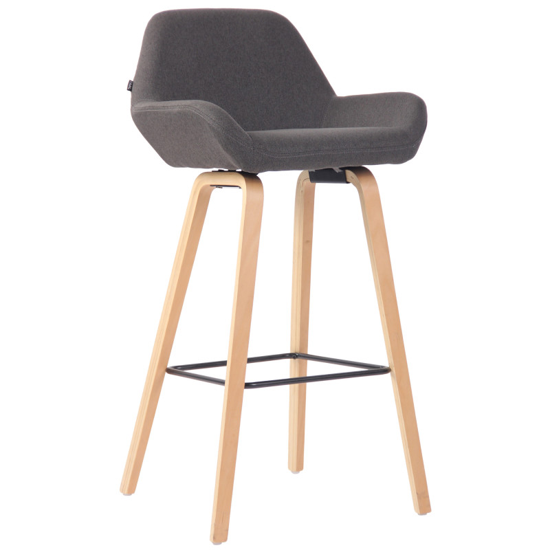 Tabouret de bar Newnan, 4 pieds, structure en chêne naturel gris foncé