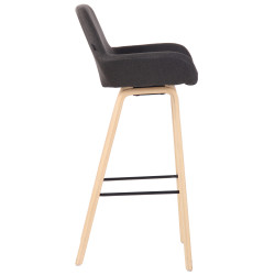 Tabouret de bar Newnan, 4 pieds, structure en chêne naturel gris foncé