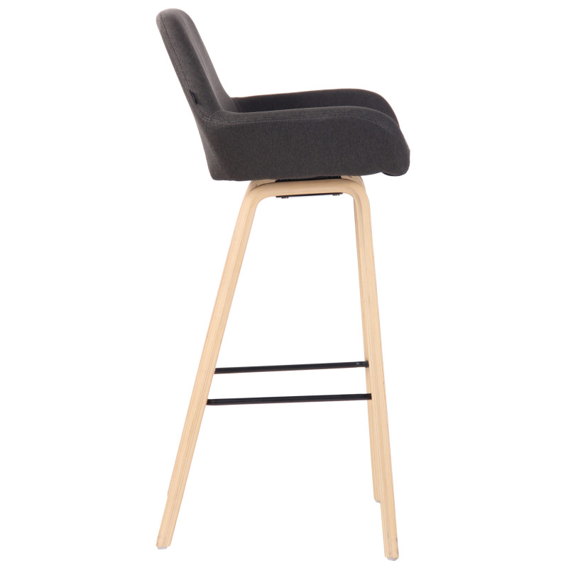 Tabouret de bar Newnan, 4 pieds, structure en chêne naturel gris foncé