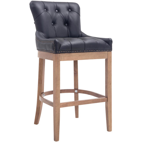 Taburete Lakewood Cuero Aъtentico & Madera Clara Negro
