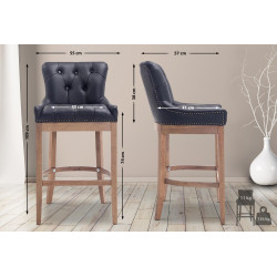 Taburete Lakewood Cuero Aъtentico & Madera Clara Negro