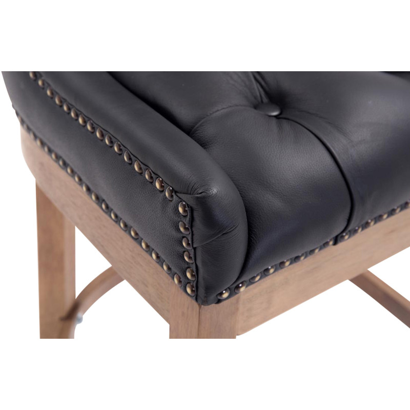 Tabouret de bar Lakewood en cuir véritable, lumière antique noir