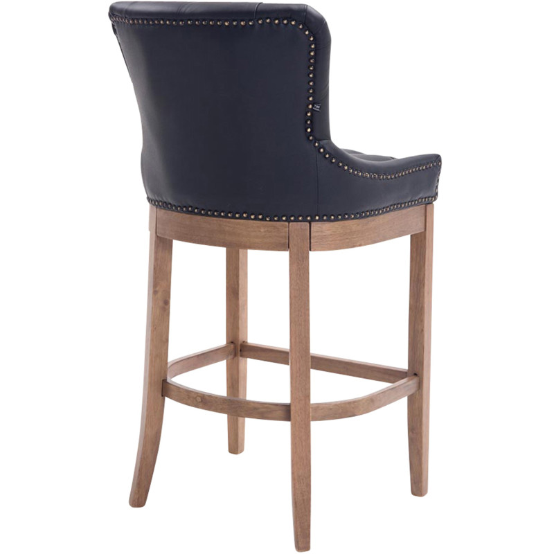 Tabouret de bar Lakewood en cuir véritable, noir clair antique