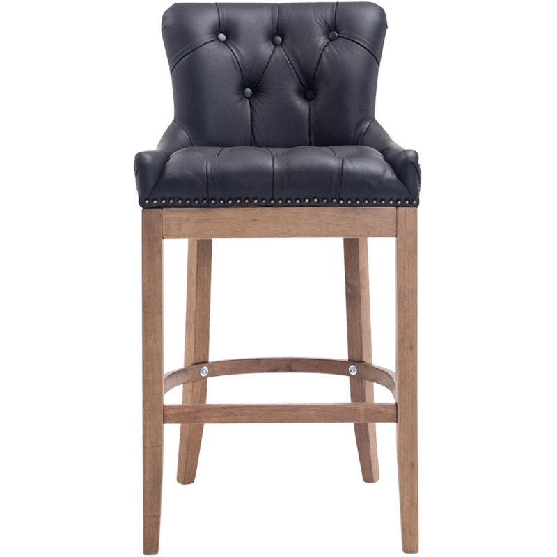 Tabouret de bar Lakewood en cuir véritable, noir clair antique