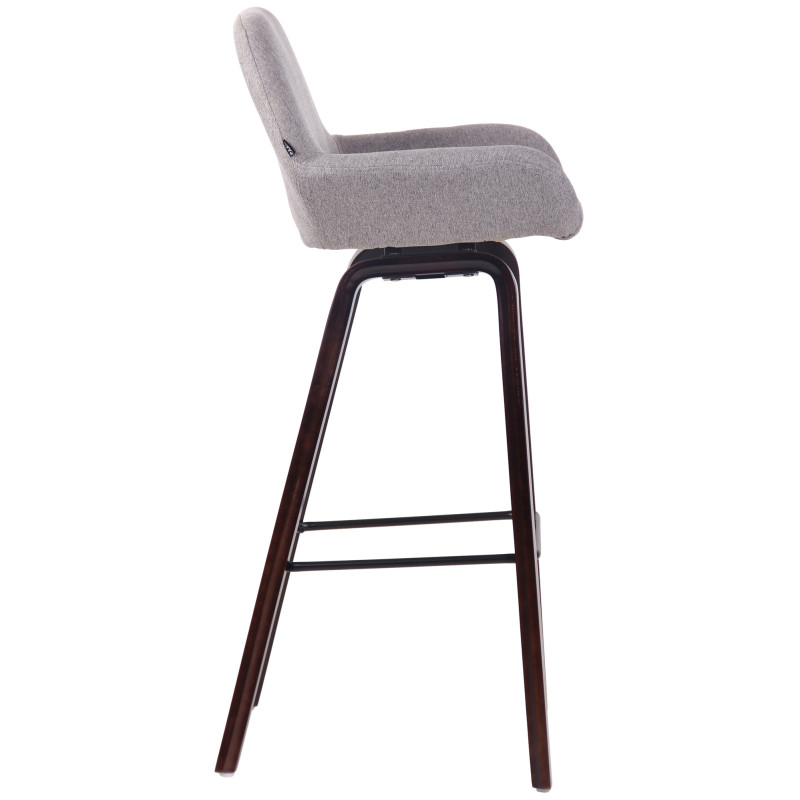 Tabouret de bar Newnan, 4 pieds en tissu, structure en noyer (chêne) gris