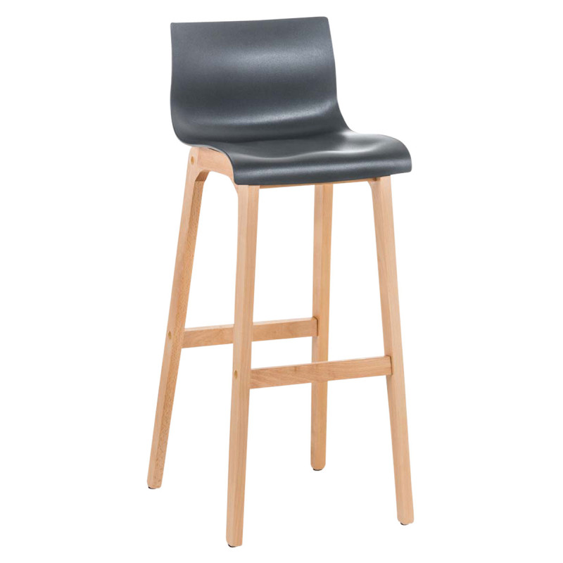 Tabouret de bar Hoover Natura avec structure à 4 pieds, gris