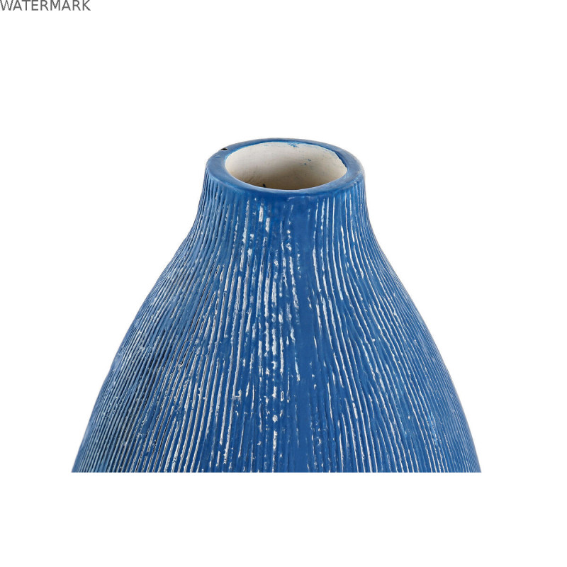 Vase DKD Home Decor Bleu Bleu ciel Blue marine Dolomite méditerranéen Finition vieillie 11 x 11 x 36 cm (2 Unités)