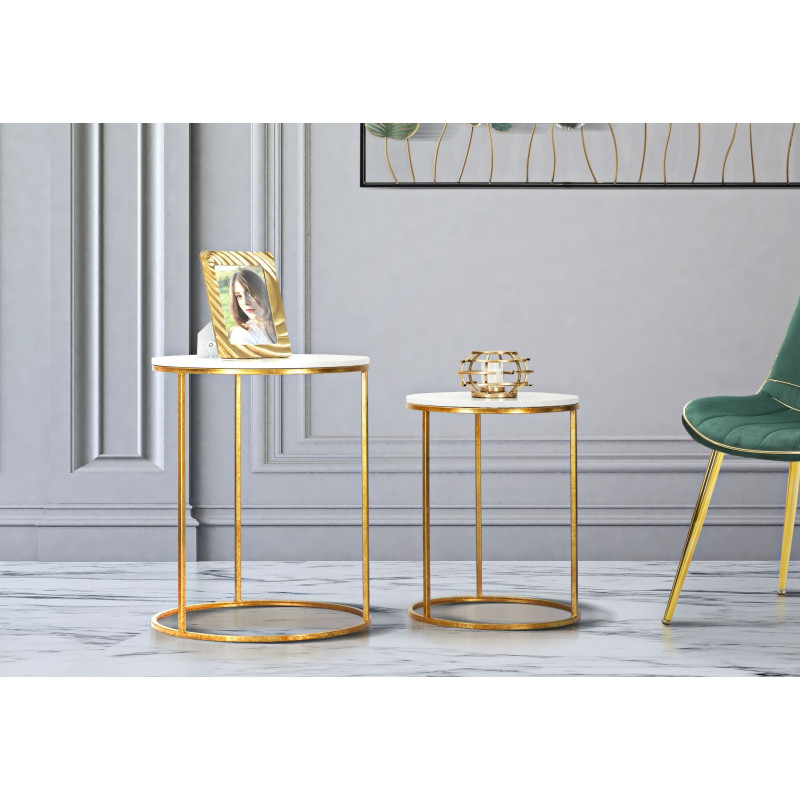 TABLE SIMPLY MARBRE COUPLE Ø 52X63-42X53