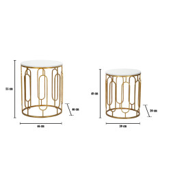TABLE TORY MARBRE COUPLE CM 46X55-39X48