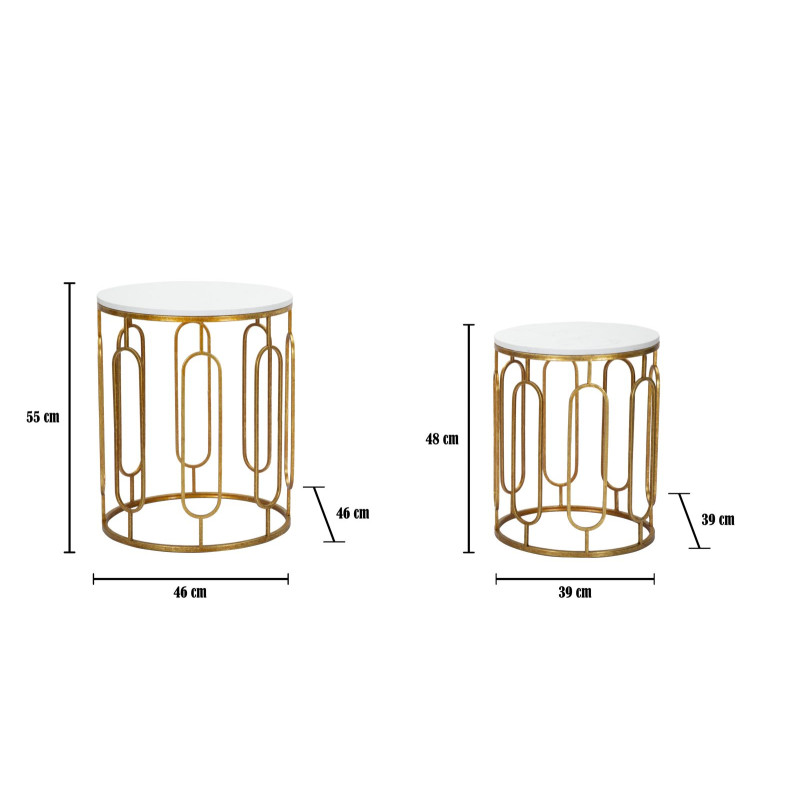 TABLE TORY MARBRE COUPLE CM 46X55-39X48