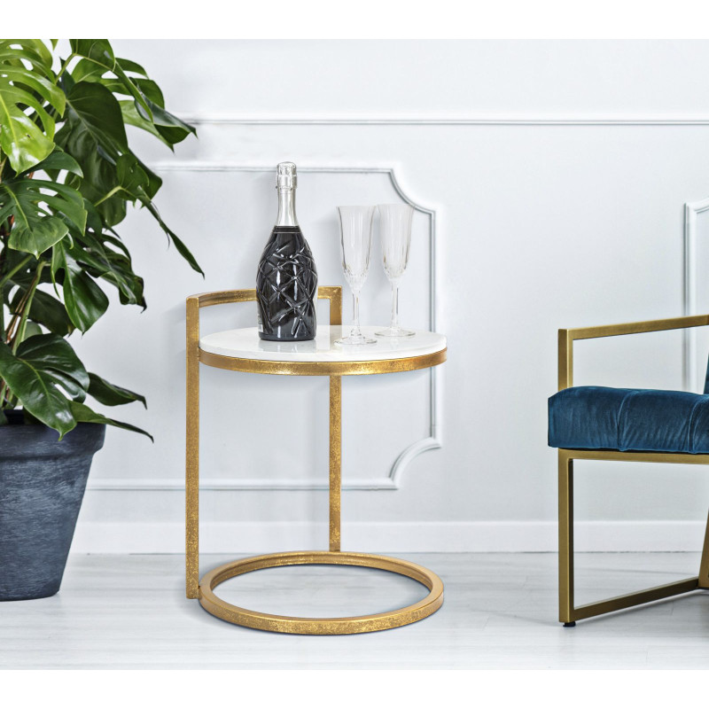 TABLE D'APPOINT RONDE EN MARBRE CM 40X43X50