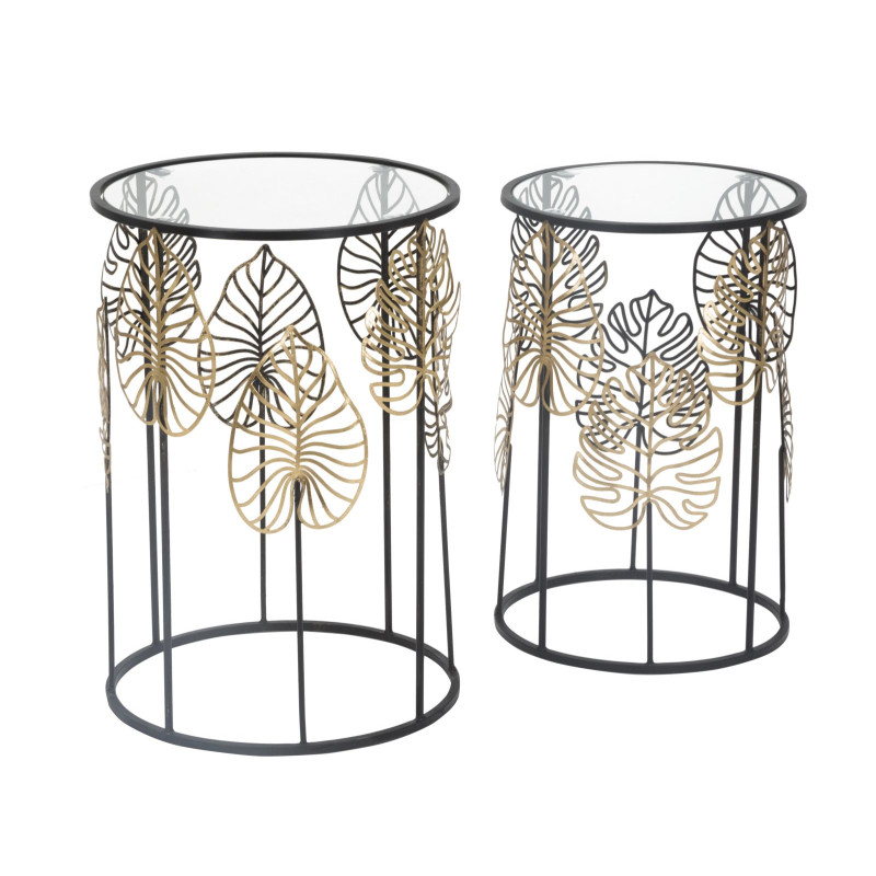 TABLE FOGLIE GLAM COPPIA CM Ø 38X55-33X50