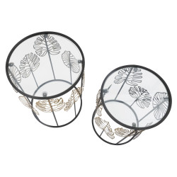 TABLE FOGLIE GLAM COPPIA CM Ø 38X55-33X50