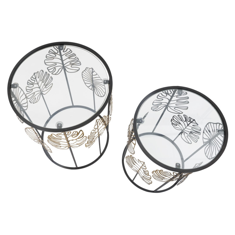 TABLE FOGLIE GLAM COPPIA CM Ø 38X55-33X50