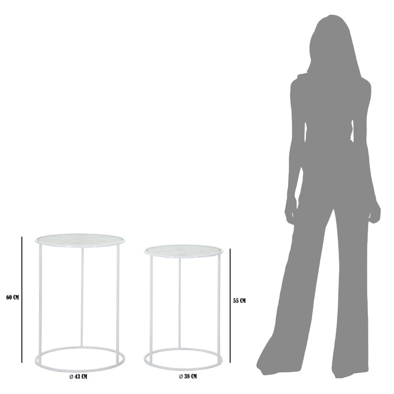 TABLE BLANCHE HARTS COPPIA CM Ø 43X60-38X55