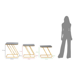 TABLE SIMPLE 3 PIÈCES CM 44X50,5X55,5-39X49X51-34X47X45