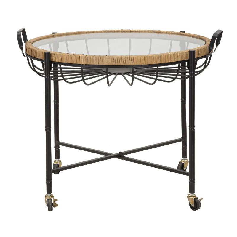 TABLE BASSE CEBU AVEC VERRE ET PUITS CM 70,5X65X57