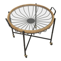 TABLE BASSE CEBU AVEC VERRE ET PUITS CM 70,5X65X57