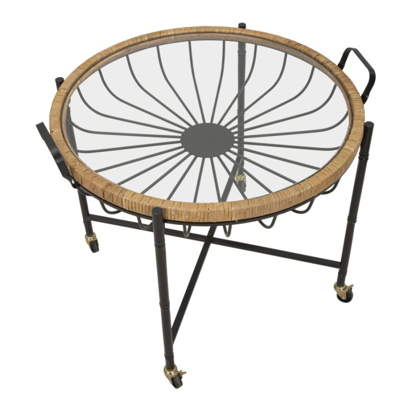 TABLE BASSE CEBU AVEC VERRE ET PUITS CM 70,5X65X57