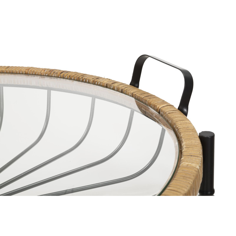 TABLE BASSE CEBU AVEC VERRE ET PUITS CM 70,5X65X57