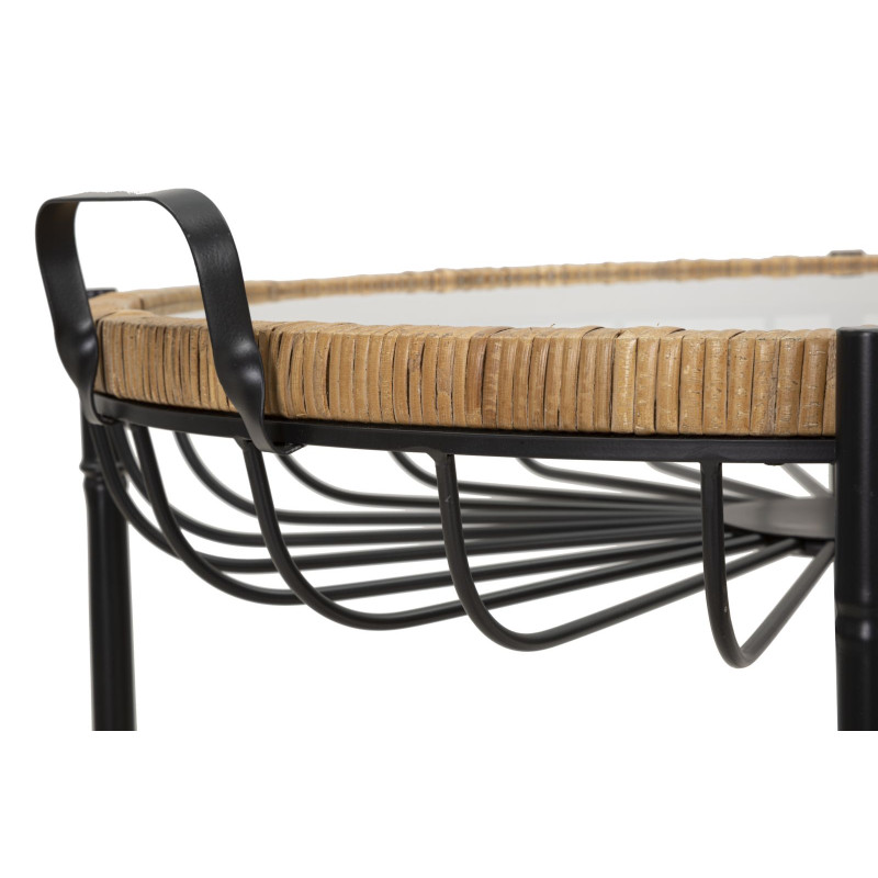 TABLE BASSE CEBU AVEC VERRE ET PUITS CM 70,5X65X57