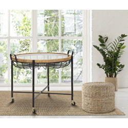 TABLE BASSE CEBU AVEC VERRE ET PUITS CM 70,5X65X57