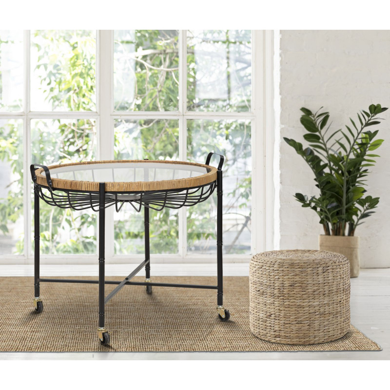 TABLE BASSE CEBU AVEC VERRE ET PUITS CM 70,5X65X57