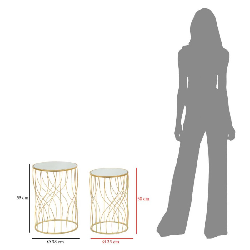 ENSEMBLE DE TABLE LIGNE 2PCS CM Ø 38X55-33X50
