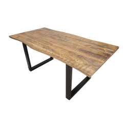 TABLE À MANGER EXTENSIBLE - BORD - 180 x 90 x 77 cm - LONGUEUR TOTALE 280 cm (BOIS DE MANGUE)