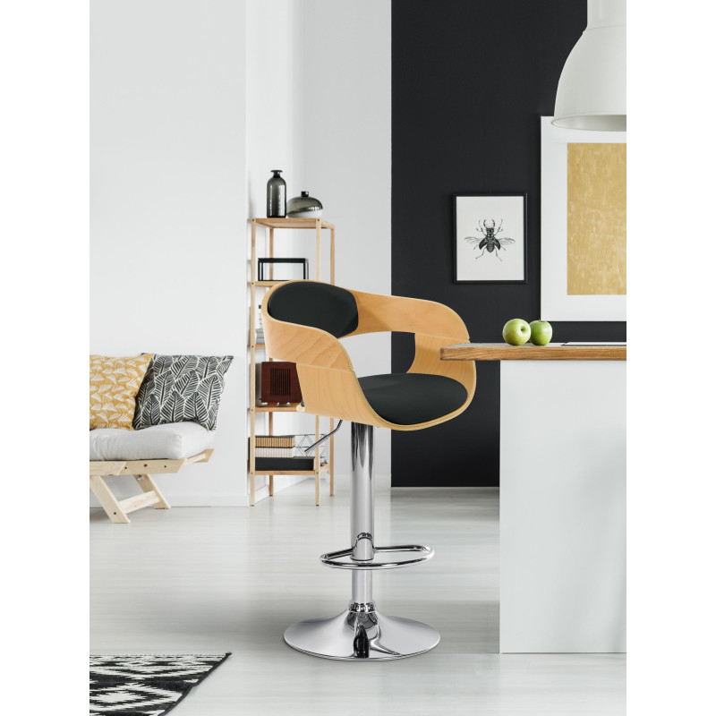 Sgabello Kingston in Similpelle Natura/nero