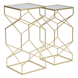 TABLE EN VERRE 2 PIÈCES CM 31,5X31,5X68-28X28X64