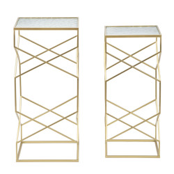 TABLE EN VERRE 2 PIÈCES CM 31,5X31,5X68-28X28X64