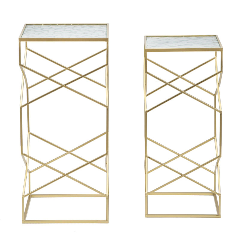 TABLE EN VERRE 2 PIÈCES CM 31,5X31,5X68-28X28X64