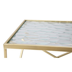 TABLE EN VERRE 2 PIÈCES CM 31,5X31,5X68-28X28X64
