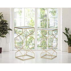 TABLE EN VERRE 2 PIÈCES CM 31,5X31,5X68-28X28X64