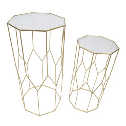 SUPPORT DE TÉLÉPHONE EN VERRE NEUF ENSEMBLE 2 PIÈCES CM 50X46X100-40X37X80
