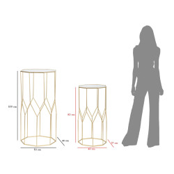 SUPPORT DE TÉLÉPHONE EN VERRE NEUF ENSEMBLE 2 PIÈCES CM 50X46X100-40X37X80