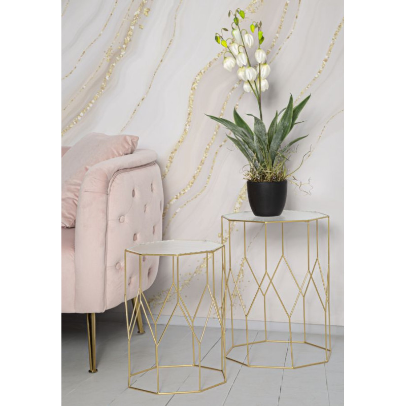 TABLE NEW GLASS SET 2 PCS A CM Ø 37X47-31X42