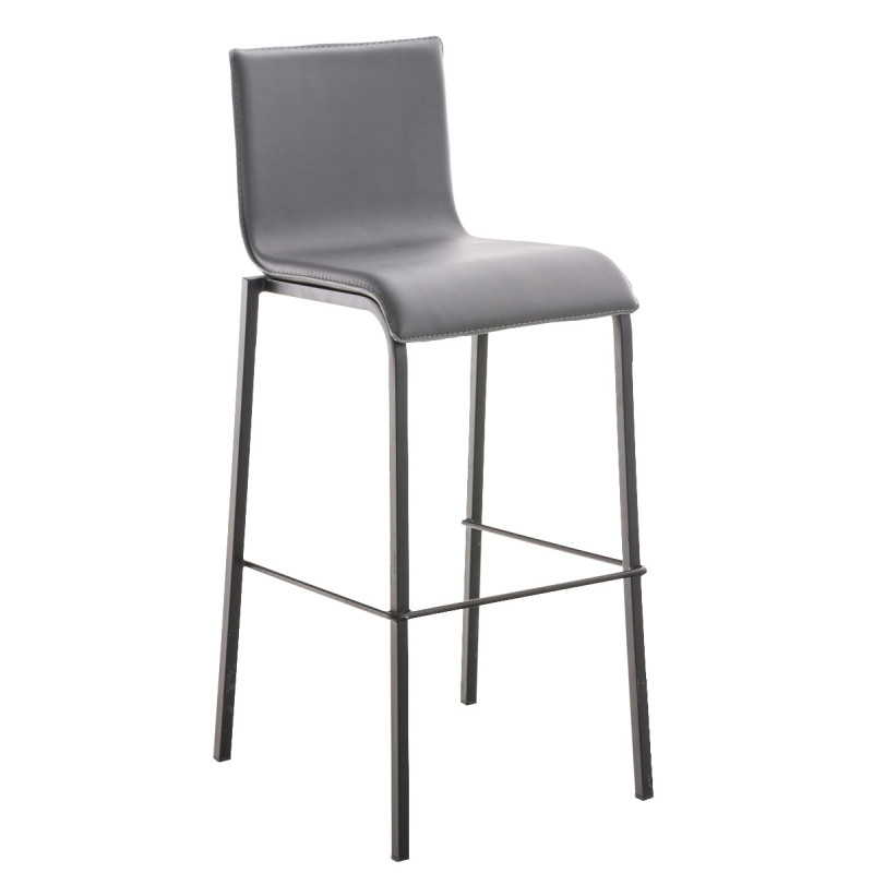 Tabouret de bar Avola en cuir, plat, B78 gris