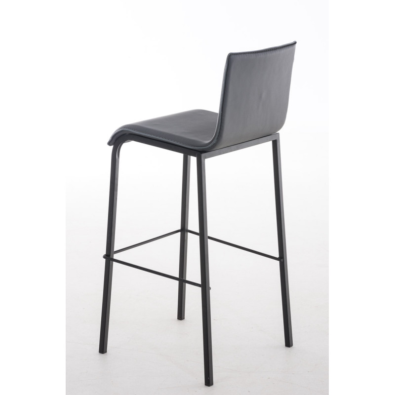 Tabouret de bar Avola en cuir, plat, B78 gris